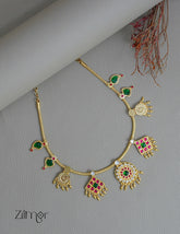 PP1011749- Kemp Stone Kaashu Coin & Palakka Traditional Necklace(Arya Maala) 2-Zilmor